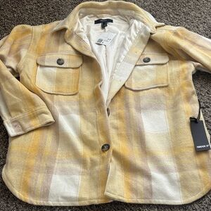 Forever 21 Yellow and Cream Plaid Jacket